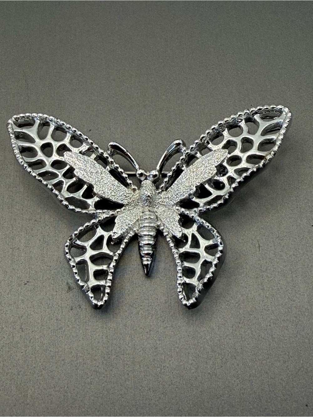 Sarah Coventry Silver-tone Filigree Madame Butterfly Brooch Vintage
